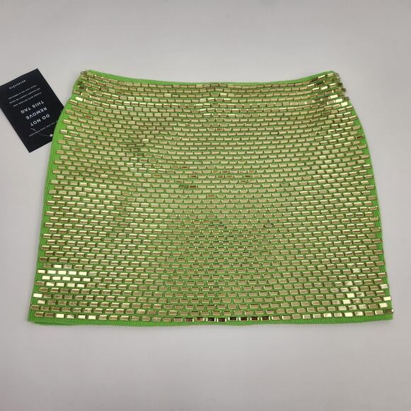 Retrofete Koko Mini Skirt in Lime Punch Size XS NWOT Mini Beaded - Picture 5 of 8